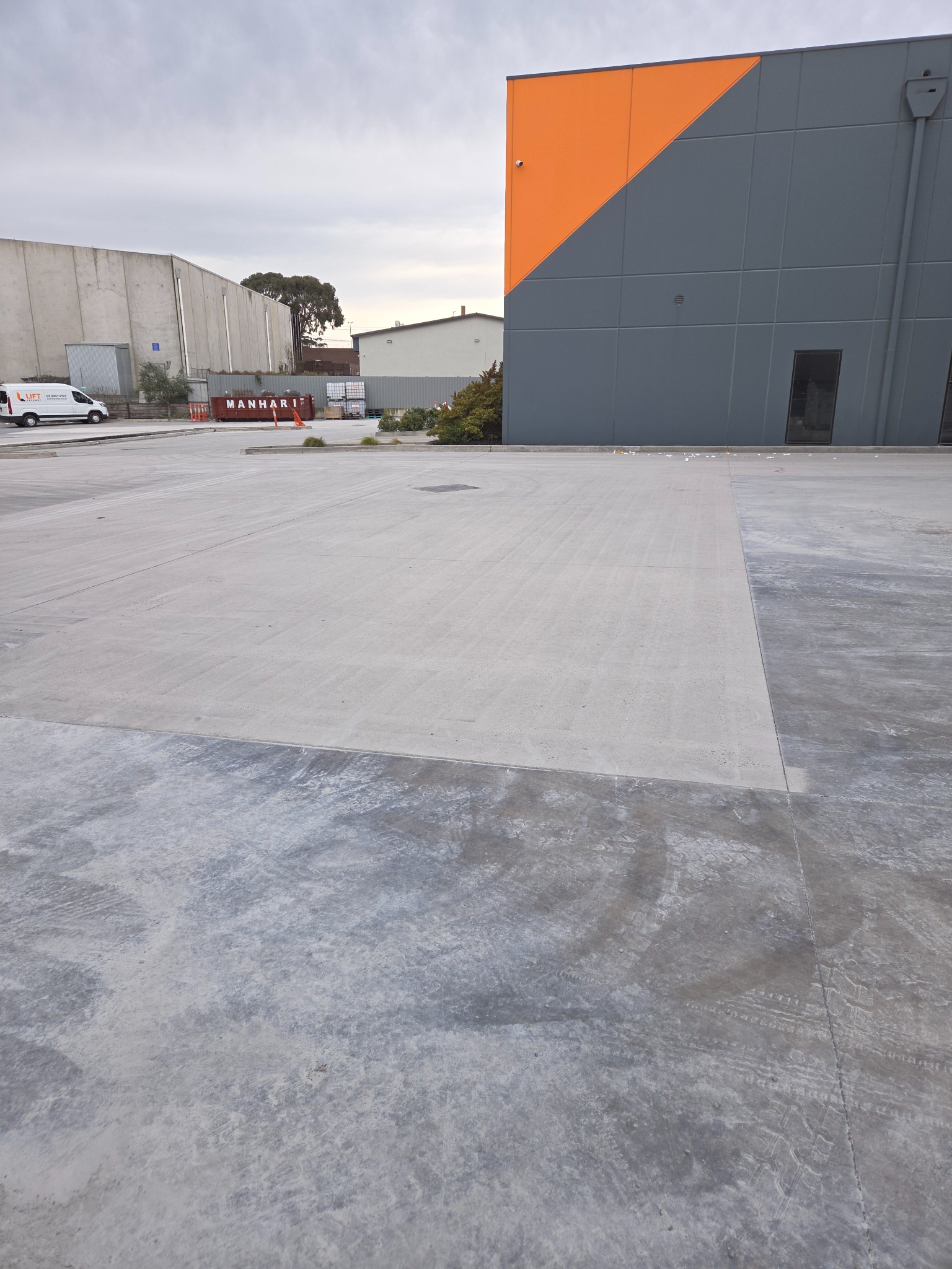 Resurfaced concrete forecourt showing the prepared surface